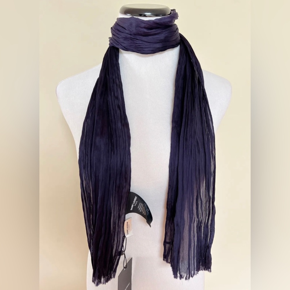 Brand New Saint Laurent Silk Crepe Scarf - Picture 5 of 6